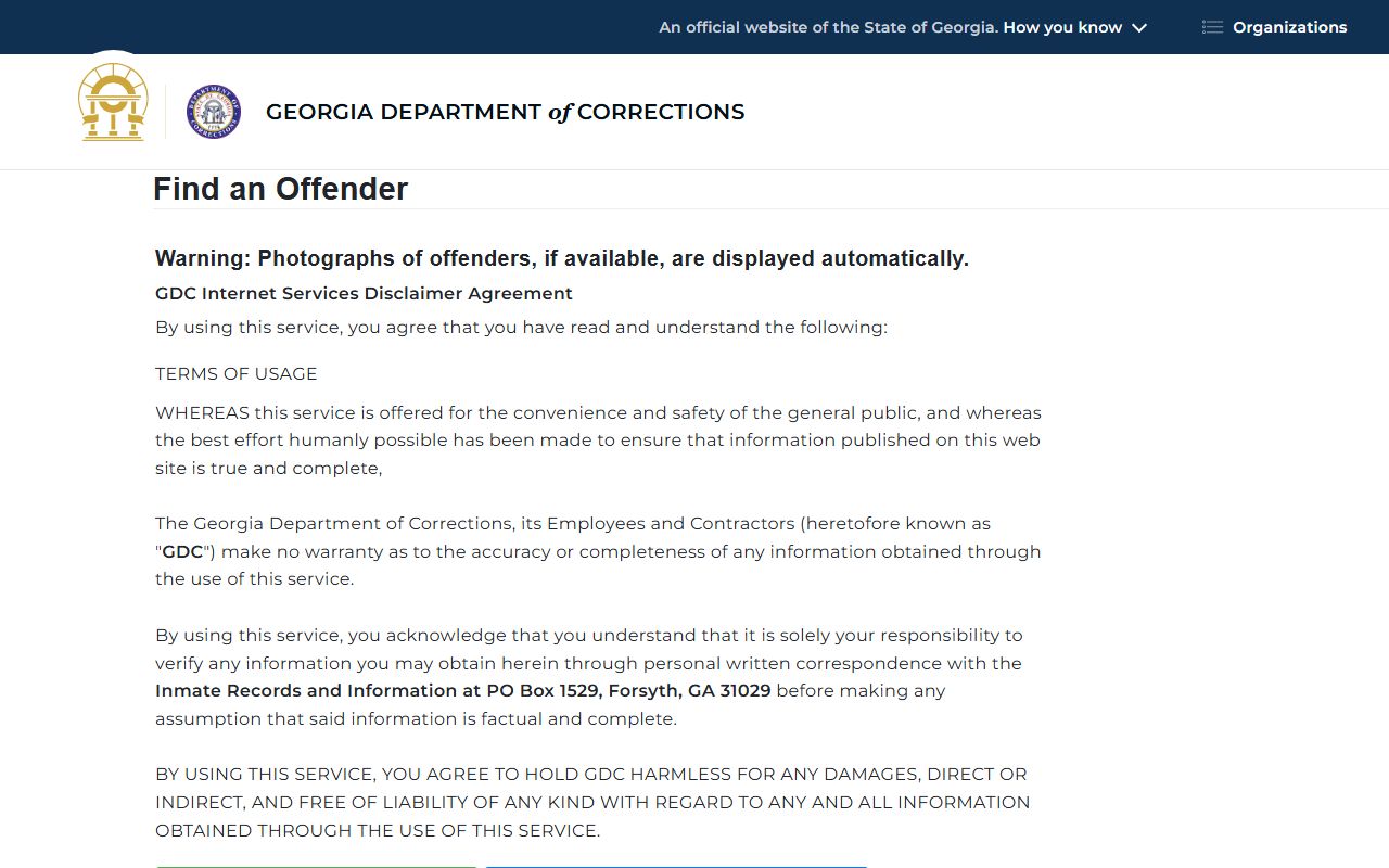 Long County inmate population state prison search through GDC offender query