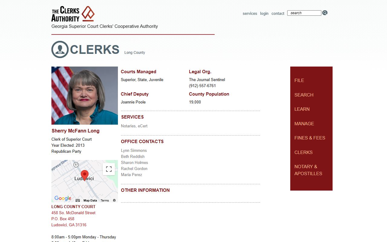 Long County court records after arrest GSCCCA clerk listing